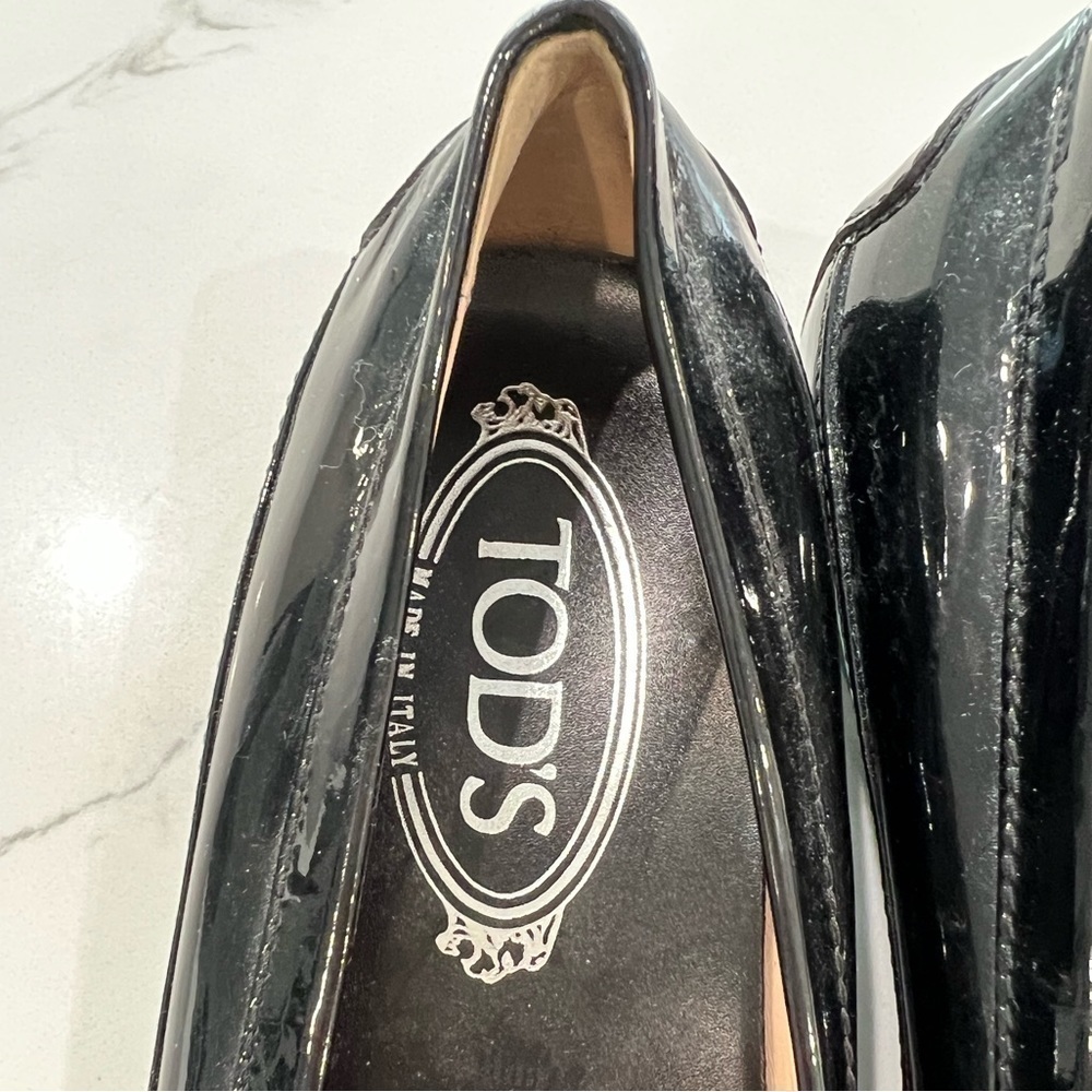 TOD’S black patent gominni leather driving moccasin loafers size 36.5 - Picture 5 of 10